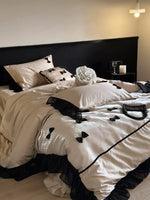 Bedding Set Cotton Satin Ruffles & Bows Four-Piece