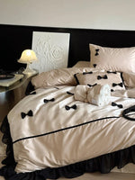Bedding Set Cotton Satin Ruffles & Bows Four-Piece