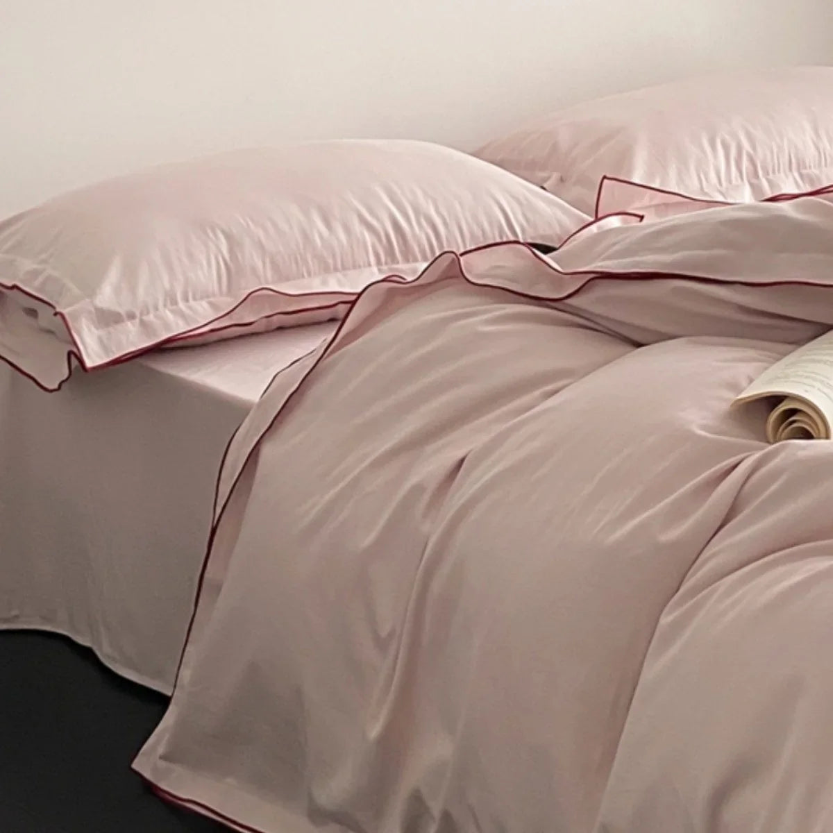Bedding Set Cotton Satin Silky Piped Edges 4-Piece