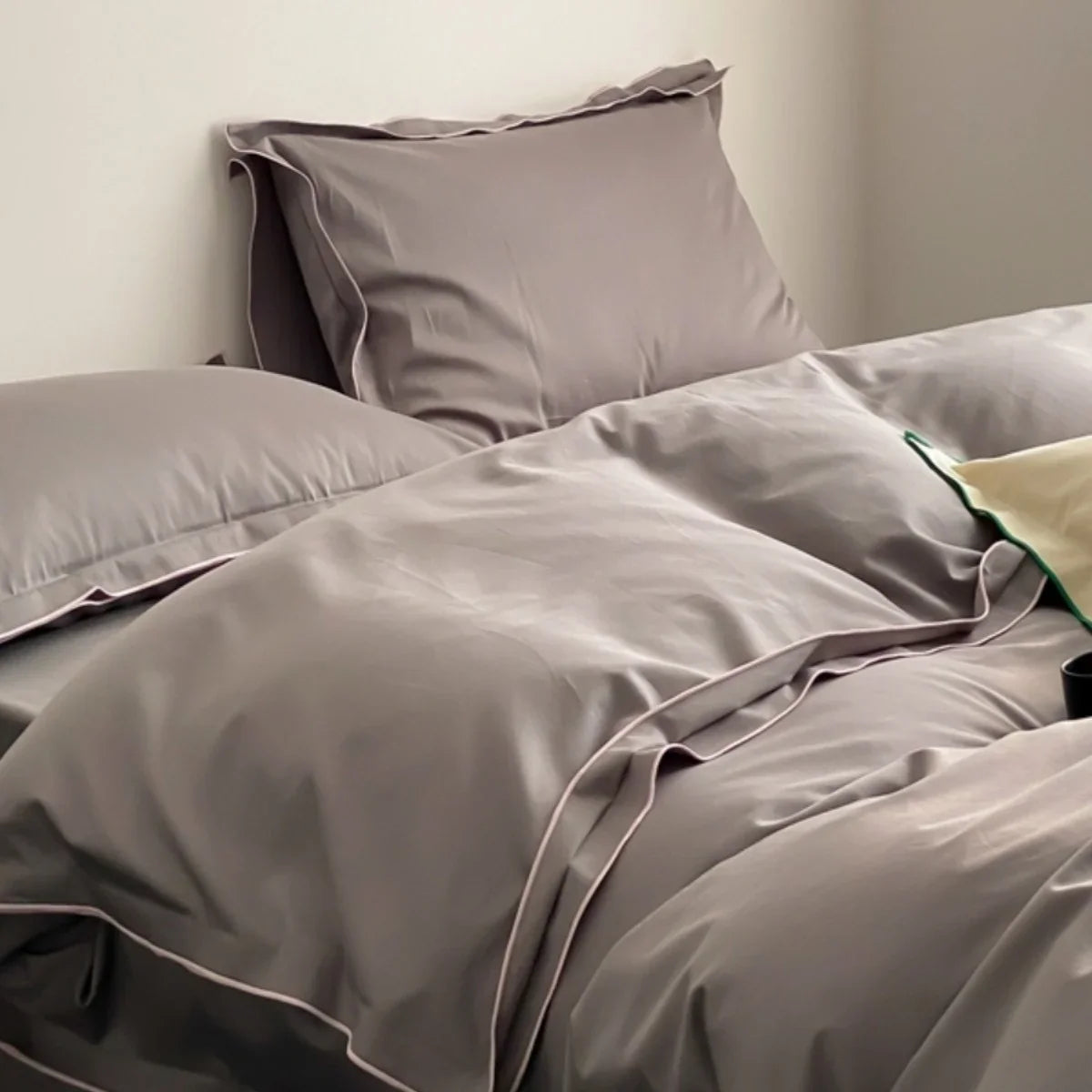 Bedding Set Cotton Satin Silky Piped Edges 4-Piece