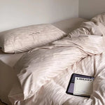 Bedding Set Cotton Satin Textured Wave Wrinkle-Resistant & Machine Washable