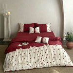 Bedding Set Cotton Satin Tulle Overlay & Pompoms