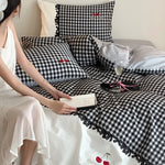 Bedding Set Cotton Satin Vichy Check Concealed Closures