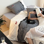 Bedding Set Cotton Satin Vichy Check Concealed Closures