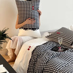 Bedding Set Cotton Satin Vichy Check Concealed Closures