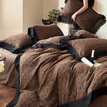 Bedding Set Cotton Satin Vintage Floral Temperature-Regulating