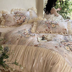 Bedding Set Cotton Satin Watercolor Floral 4-Piece Set