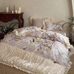 Bedding Set Cotton Satin Watercolor Floral 4-Piece Set
