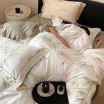 Bedding Set Cotton Satin Watercolor Rose Concealed Zipper
