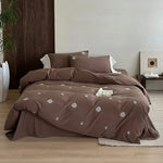 Bedding Set Embroidered Cotton Satin 4-Piece