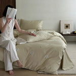 Bedding Set Embroidered Cotton Satin 4-Piece