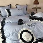 Bedding Set Embroidered Cotton Satin Concealed Zipper