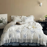 Bedding Set Embroidered Floral Breathable Cotton
