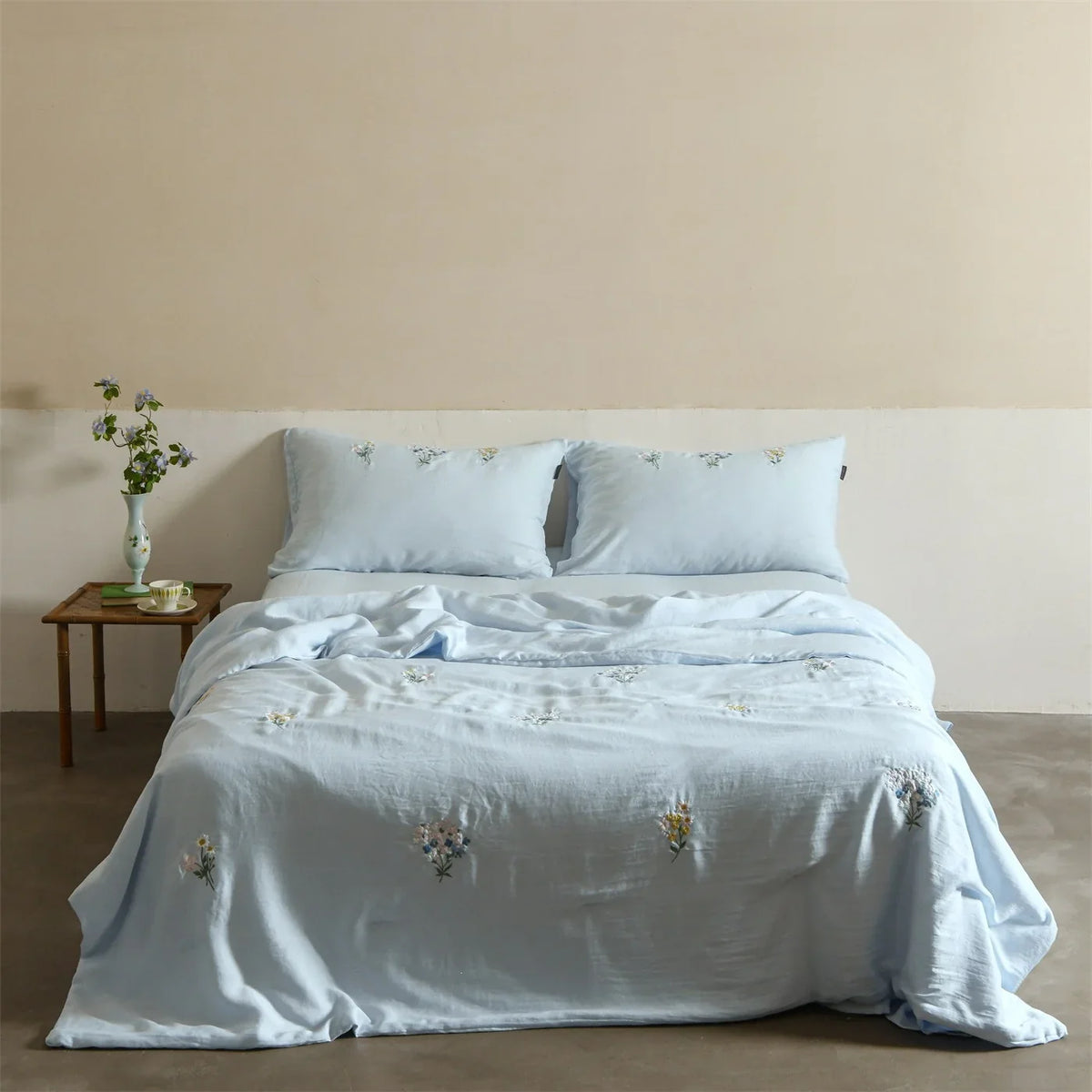 Bedding Set Embroidered Linen-Cotton Breathable