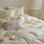 Bedding Set Embroidered Vintage Rose 100% Cotton Machine Washable