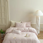Bedding Set Embroidered Vintage Rose 100% Cotton Machine Washable