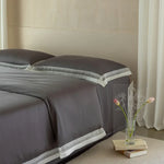 Bedding Set Fine Cotton Satin Ajour Trim Hotel Closure
