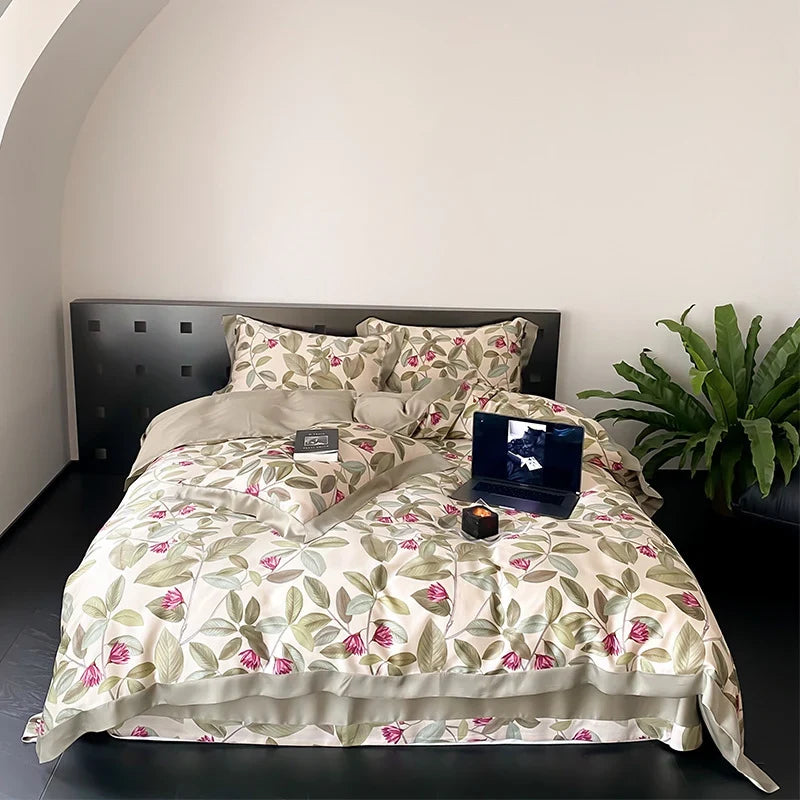 Bedding Set Fine Cotton Satin Reversible 4-Piece Set