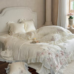 Bedding Set Fine Satin 3D Rose Appliqués 4-Piece Set