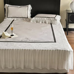 Bedding Set Floral Center Panel With Attached Bed Skirt