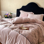 Bedding Set Floral Embroidered Breathable 4-Piece Set