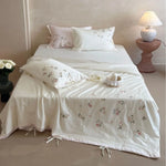 Bedding Set Floral Embroidery Fine Cotton Satin