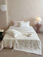 Bedding Set Floral Embroidery Fine Cotton Satin