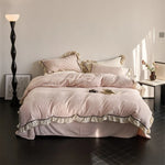 Bedding Set Floral Jacquard Ruffle Trim Easy-Care