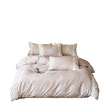 Bedding Set Floral Jacquard Satin Ruffled Edges