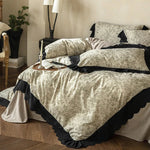 Bedding Set Floral Toile Lace Trim Cotton Blend