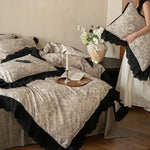 Bedding Set Floral Toile Lace Trim Cotton Blend