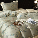 Bedding Set Geometric Jacquard Satin Trim 4-Piece Set