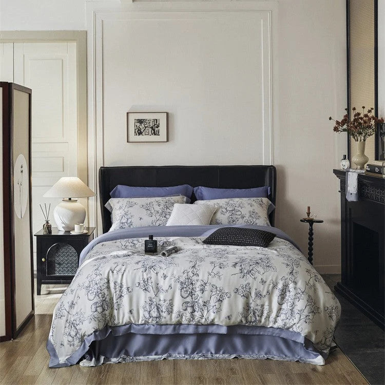 Bedding Set Geometric Jacquard Satin Trim 4-Piece Set