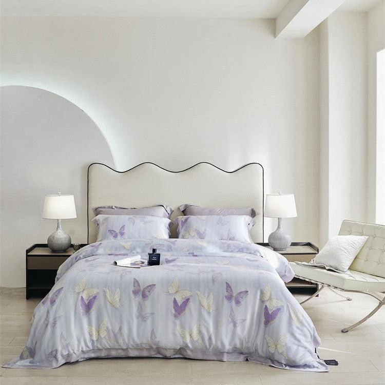 Bedding Set Geometric Jacquard Satin Trim 4-Piece Set