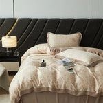 Bedding Set Geometric Jacquard Satin Trim 4-Piece Set