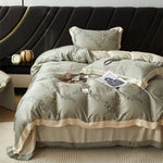 Bedding Set Geometric Jacquard Satin Trim 4-Piece Set
