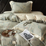 Bedding Set Geometric Jacquard Satin Trim 4-Piece Set