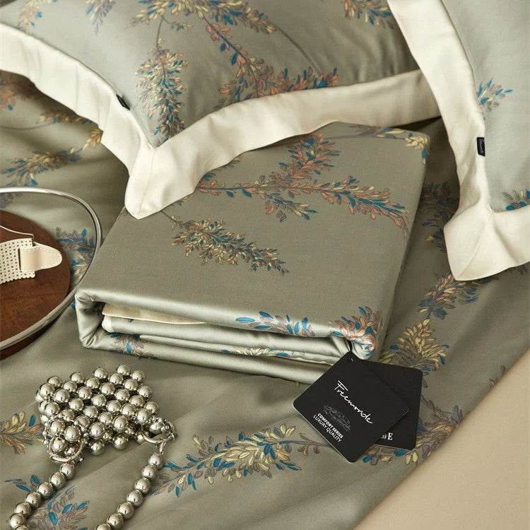 Bedding Set Geometric Jacquard Satin Trim 4-Piece Set