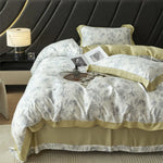 Bedding Set Geometric Jacquard Satin Trim 4-Piece Set