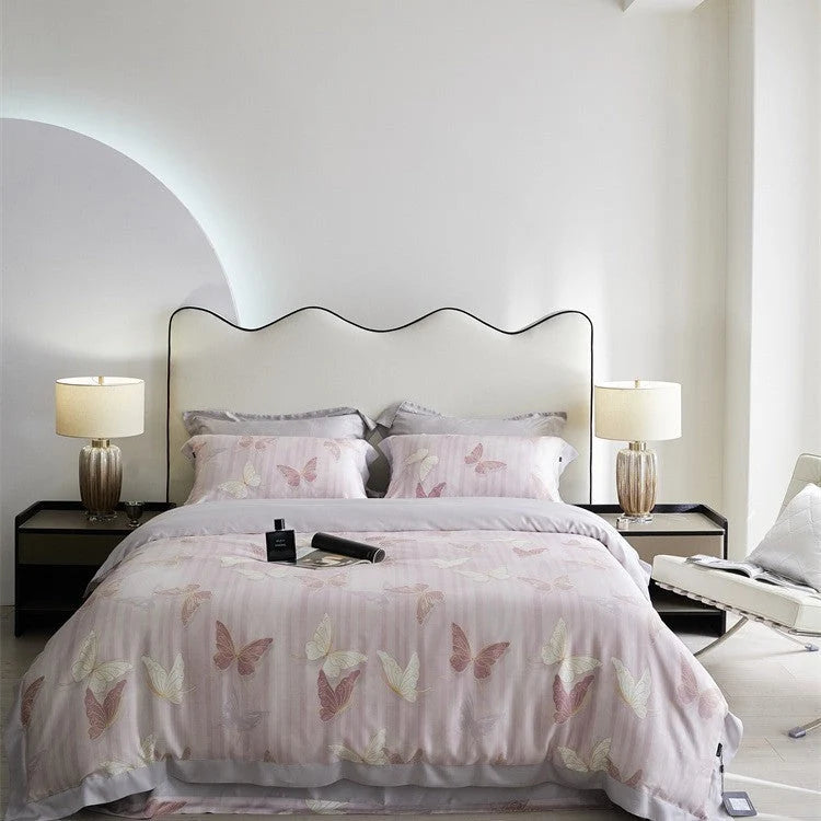 Bedding Set Geometric Jacquard Satin Trim 4-Piece Set