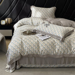 Bedding Set Geometric Jacquard Satin Trim 4-Piece Set