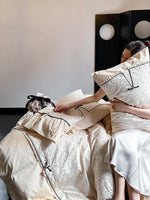 Bedding Set Jacquard Floral Texture Ruffles Four Piece Set