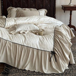 Bedding Set Jacquard Relief Ruffled Edges Cotton Blend 4-Piece