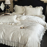 Bedding Set Jacquard Ruffle Trim 4-Piece