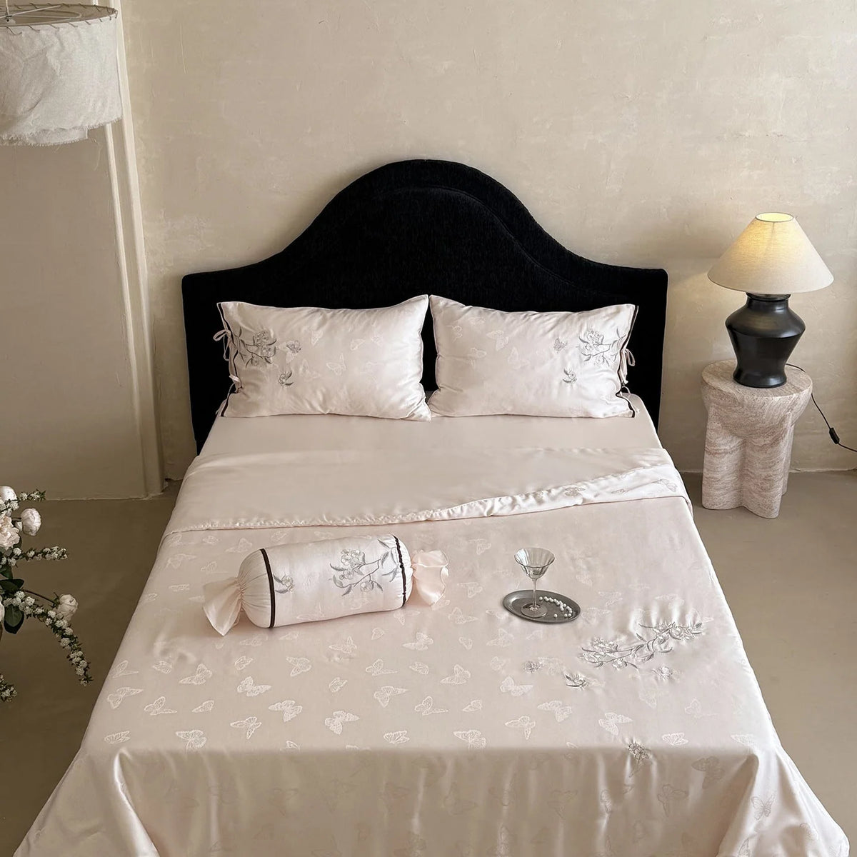 Bedding Set Jacquard Satin Butterfly Motif 4-Piece