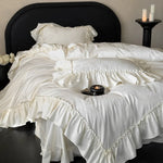 Bedding Set Jacquard Satin & Ruffled Edge 4-Piece