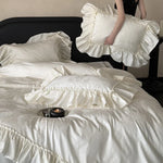 Bedding Set Jacquard Satin & Ruffled Edge 4-Piece