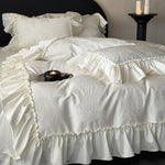 Bedding Set Jacquard Satin & Ruffled Edge 4-Piece
