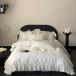 Bedding Set Jacquard Satin & Ruffled Edge 4-Piece