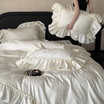 Bedding Set Jacquard Satin & Ruffled Edge 4-Piece
